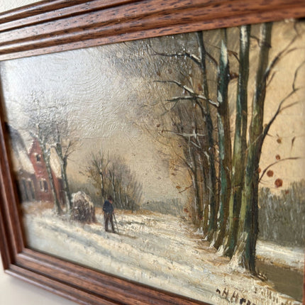 Marvelous Winter Landscape Oil Painting "Snowy Pathway" Wonderful Small Art - HollandArtShop