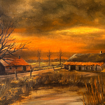 Sundown Oil Painting Large Sized Warm Hand Made Art Holland Art Shop