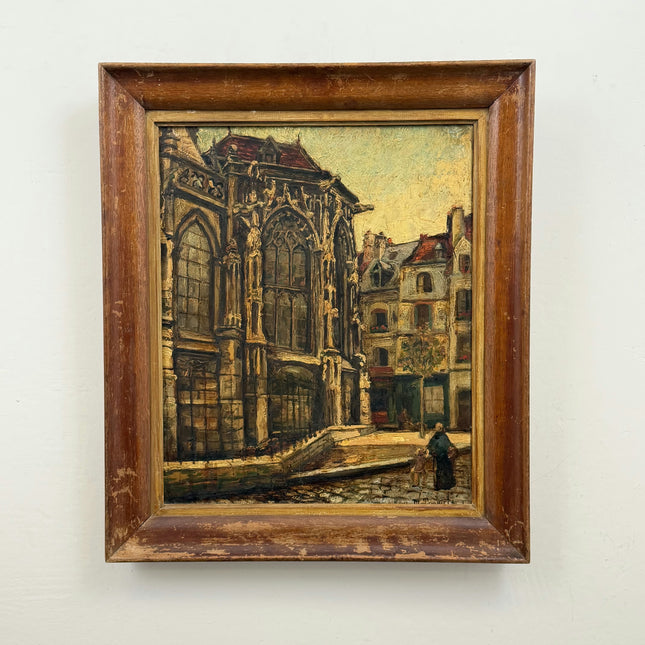 Expressive Cityscape Oil Painting "Gothic Facade" Refined Art Holland Art Shop