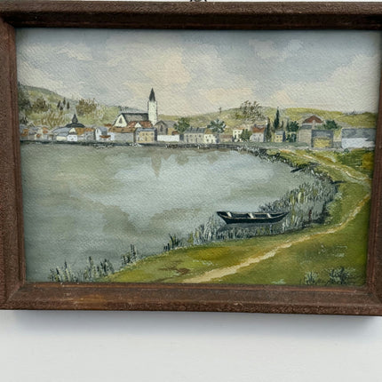 Timeless Landscape Oil Painting "River Boat" Traditional Small Art Holland Art Shop