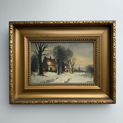 Authentic Winter Landscape Oil Painting "Golden Frame" Traditional Art Holland Art Shop