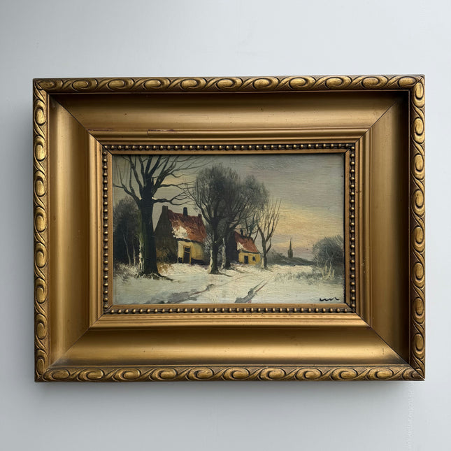 Authentic Winter Landscape Oil Painting "Golden Frame" Traditional Art Holland Art Shop