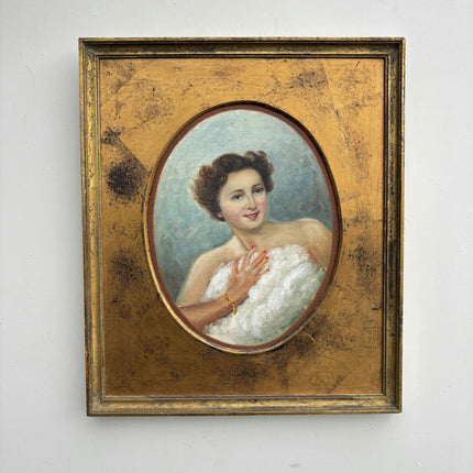 Handcrafted Portrait Oil Painting "Smiling Woman" Vintage Small Artwork Holland Art Shop