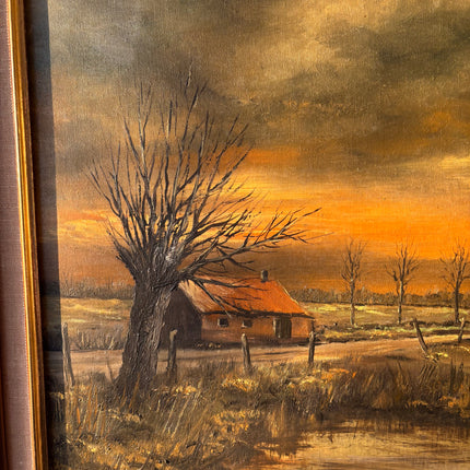Sundown Oil Painting Large Sized Warm Hand Made Art Holland Art Shop