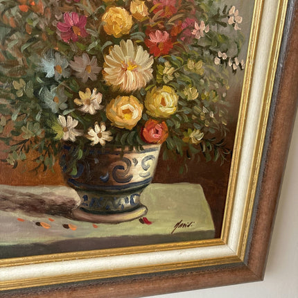 Original Hand Made Unique Flower Oil Painting from around 1970 from Holland - HollandArtShop