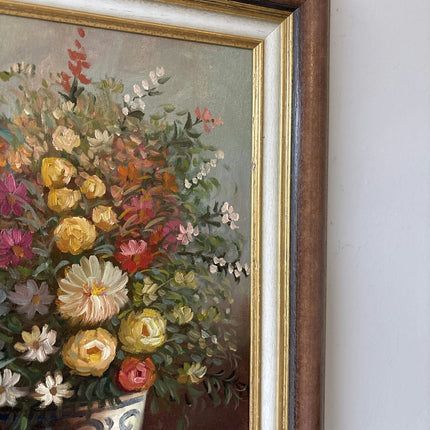 Original Hand Made Unique Flower Oil Painting from around 1970 from Holland - HollandArtShop