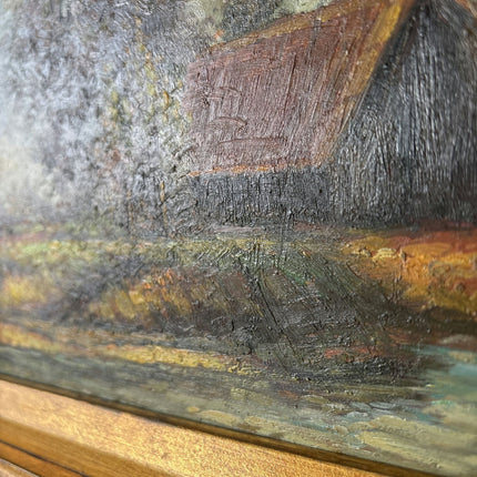 Original Landscape Oil Painting "Rustic Cabin" Wonderful Medium Artwork - HollandArtShop