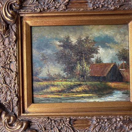 Original Landscape Oil Painting "Rustic Cabin" Wonderful Medium Artwork - HollandArtShop