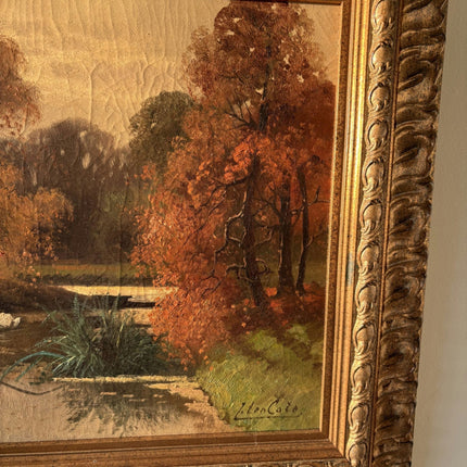 Original Landscape Oil Painting "Swans Reflected" Authentic Large Art - HollandArtShop