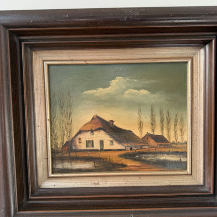 Original Oil Painting Farm "Cloud Formation" Authentic Medium Art - HollandArtShop