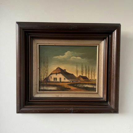 Original Oil Painting Farm "Cloud Formation" Authentic Medium Art - HollandArtShop