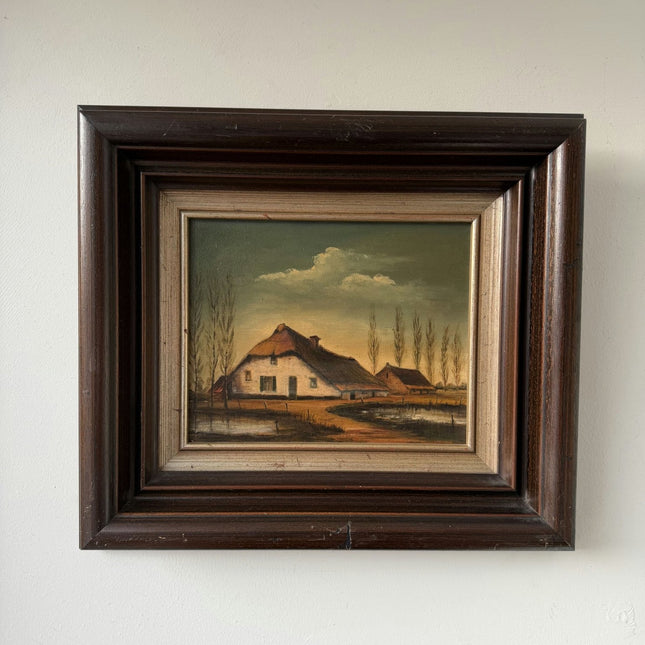 Original Oil Painting Farm "Cloud Formation" Authentic Medium Art - HollandArtShop