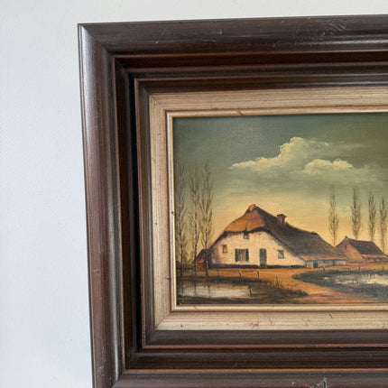 Original Oil Painting Farm "Cloud Formation" Authentic Medium Art - HollandArtShop
