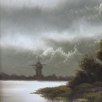 Original Oil Painting Scenery "Windmill Landscape" Remarkable Medium Artwork - HollandArtShop