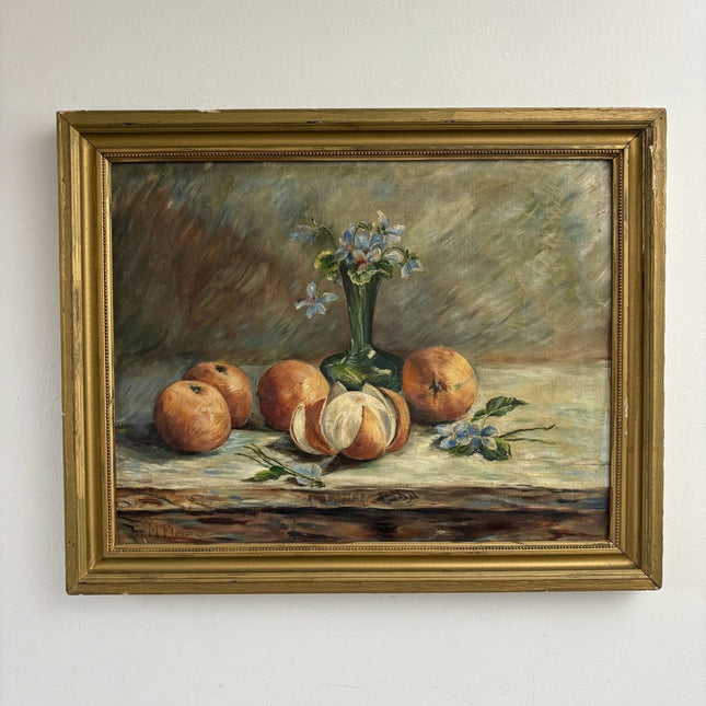 Original Oil Painting Still Life "Blue Flowers" Fine Medium Artwork - HollandArtShop