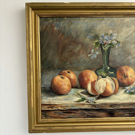 Original Oil Painting Still Life "Blue Flowers" Fine Medium Artwork - HollandArtShop