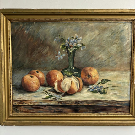 Original Oil Painting Still Life "Blue Flowers" Fine Medium Artwork - HollandArtShop