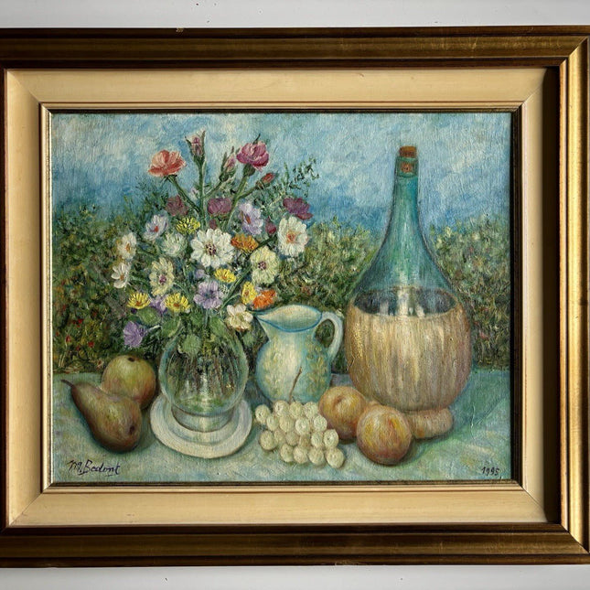 Original Vintage European Still Life Floral Artwork Signed and Framed Flowers - HollandArtShop