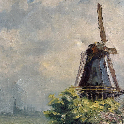 Original Windmill Hand Painted Canvas Oil Painting made in 1966 - HollandArtShop