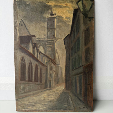 Rustic Cityscape Oil Painting "Clock Tower" Refined Art Holland Art Shop