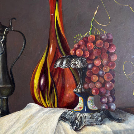 Peter Maas still Life Oil Painting Big Sized! Signed Apples Grape Ornate Art - HollandArtShop