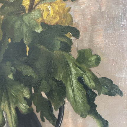 Piet Cottaar Oil Painting Still Life Yellow Flowers & Pumpkin ca. 1940 Large - HollandArtShop