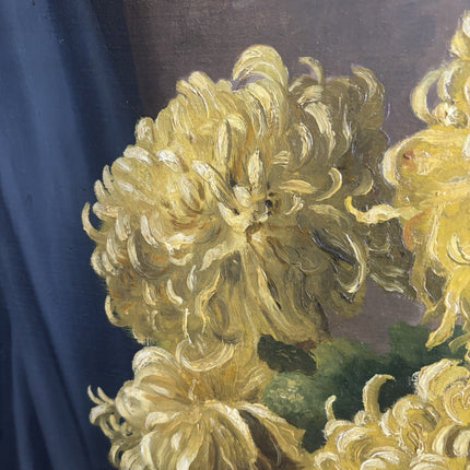 Piet Cottaar Oil Painting Still Life Yellow Flowers & Pumpkin ca. 1940 Large - HollandArtShop