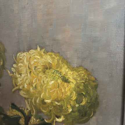 Piet Cottaar Oil Painting Still Life Yellow Flowers & Pumpkin ca. 1940 Large - HollandArtShop