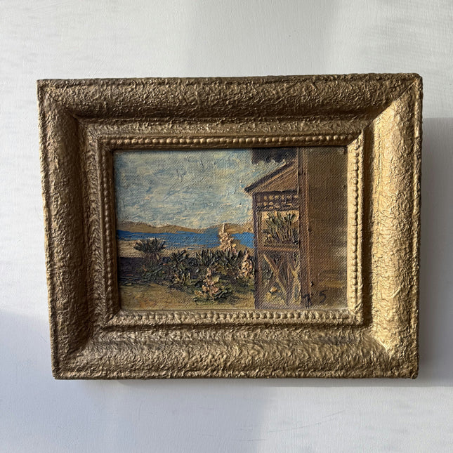 Vintage Seascape Oil Painting "Gilded Frame" Rustic Small Artwork Holland Art Shop