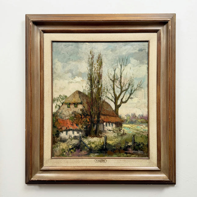 Traditional Landscape Oil Painting "Thatched Cottage" Original Large Art Holland Art Shop