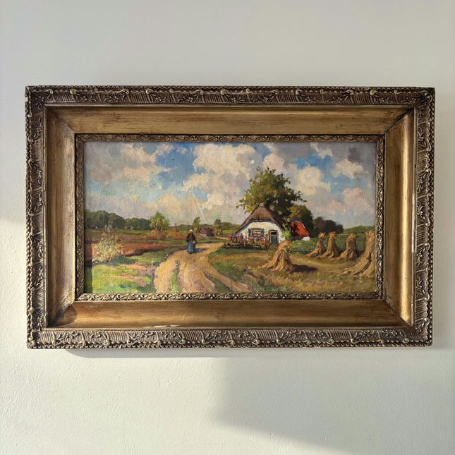 Refined Landscape Oil Painting "Country Woman" Handcrafted Medium Artwork - HollandArtShop