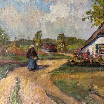 Refined Landscape Oil Painting "Country Woman" Handcrafted Medium Artwork - HollandArtShop