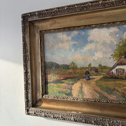 Refined Landscape Oil Painting "Country Woman" Handcrafted Medium Artwork - HollandArtShop