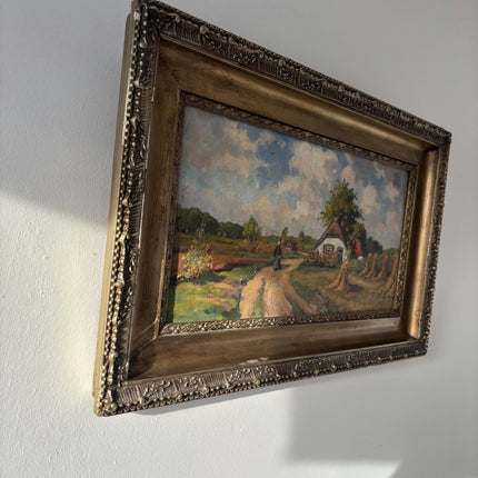 Refined Landscape Oil Painting "Country Woman" Handcrafted Medium Artwork - HollandArtShop