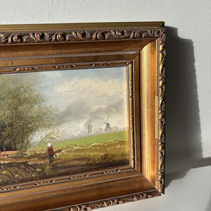Refined Landscape Oil Painting "Farmhouse Landscape" Expressive Small Artwork - HollandArtShop