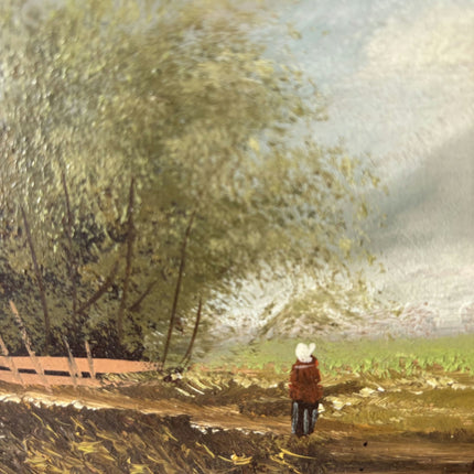 Refined Landscape Oil Painting "Farmhouse Landscape" Expressive Small Artwork - HollandArtShop