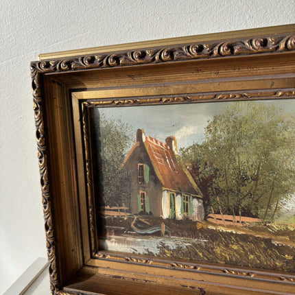 Refined Landscape Oil Painting "Farmhouse Landscape" Expressive Small Artwork - HollandArtShop