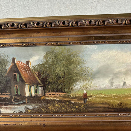 Refined Landscape Oil Painting "Farmhouse Landscape" Expressive Small Artwork - HollandArtShop