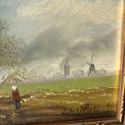 Refined Landscape Oil Painting "Farmhouse Landscape" Expressive Small Artwork - HollandArtShop
