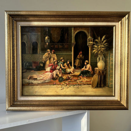 Refined Oil Painting Figurative "Gathering Women" Remarkable French Artwork - HollandArtShop