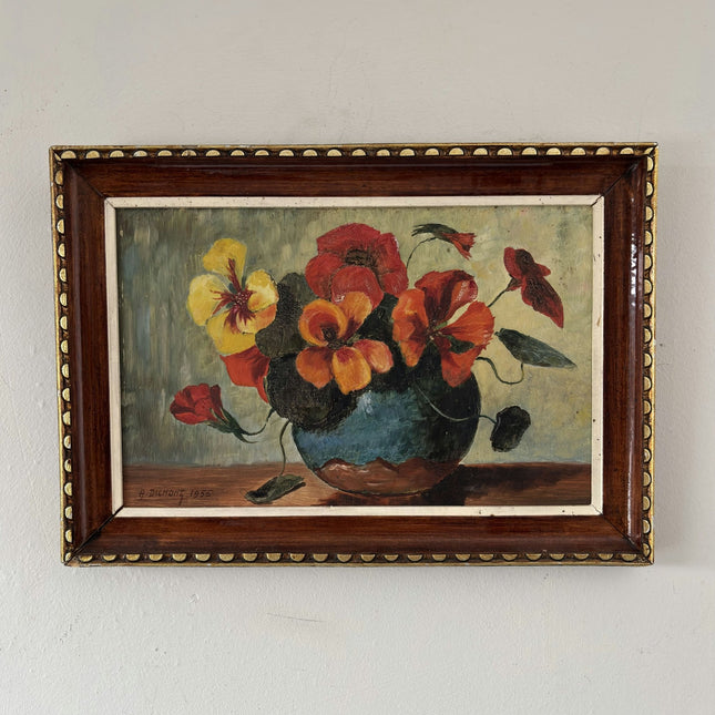 Refined Oil Painting Floral Still Life "Flower Bouquet" Intriguing Small Art - HollandArtShop