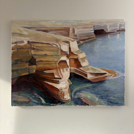 Refined Oil Painting Harbor Scene "Rock Formations" Traditional Large Artwork - HollandArtShop