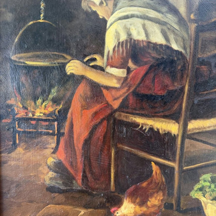 Refined Oil Painting Interior "Cooking Woman" Handcrafted Medium Art - Holland Art Shop