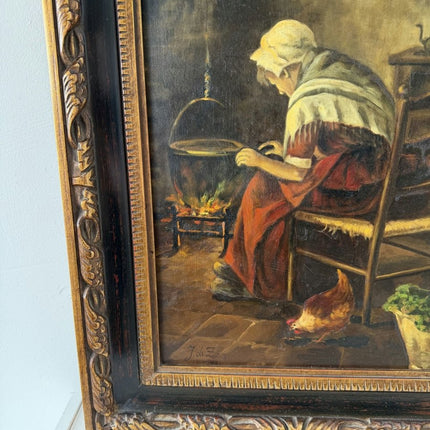 Refined Oil Painting Interior "Cooking Woman" Handcrafted Medium Art - Holland Art Shop