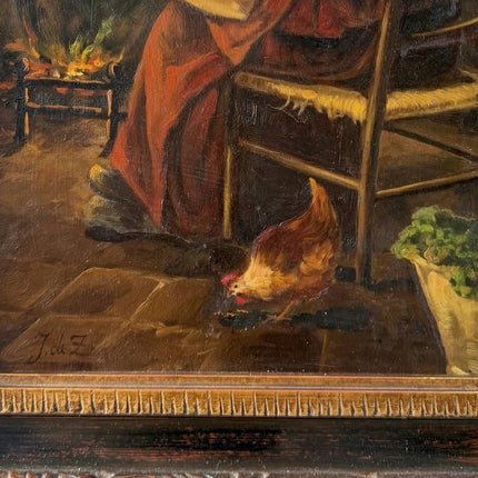 Refined Oil Painting Interior "Cooking Woman" Handcrafted Medium Art - Holland Art Shop