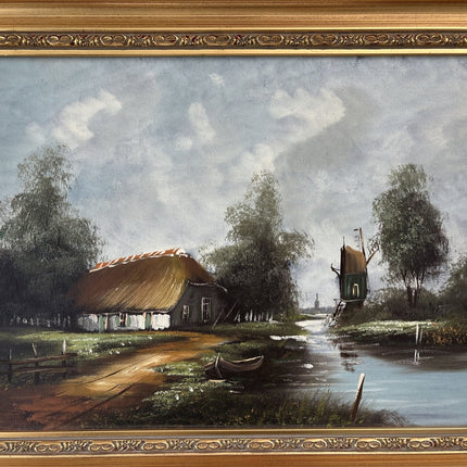 Refined Oil Painting Landscape "Thatched Cottage" Striking Medium Artwork - HollandArtShop