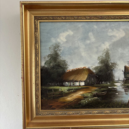 Refined Oil Painting Landscape "Thatched Cottage" Striking Medium Artwork - HollandArtShop