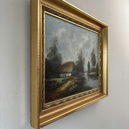 Refined Oil Painting Landscape "Thatched Cottage" Striking Medium Artwork - HollandArtShop