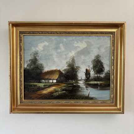 Refined Oil Painting Landscape "Thatched Cottage" Striking Medium Artwork - HollandArtShop
