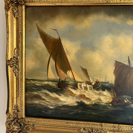 Refined Oil Painting Seascape "Sailing Vessels" Authentic Medium Artwork - HollandArtShop
